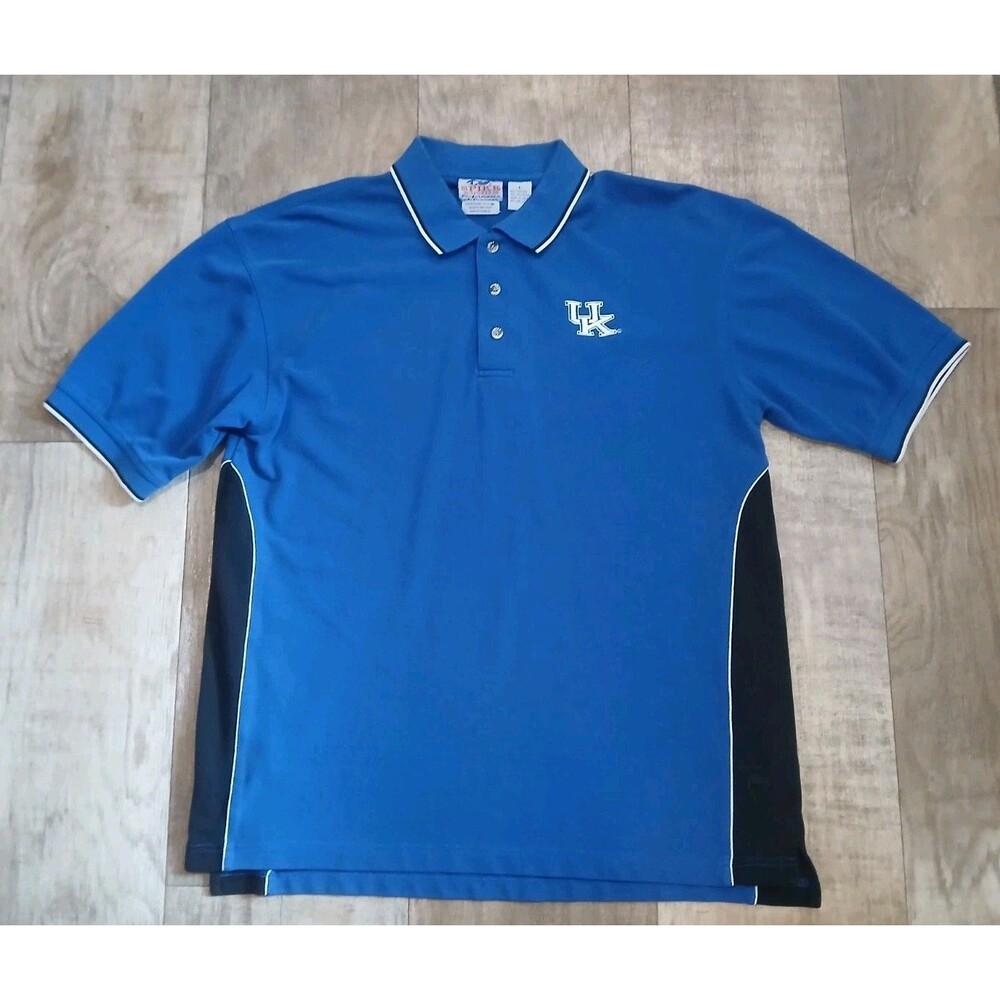 Vintage 90s Kentucky Wildcats UK Polo Shirt Embroidered Size Large